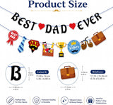 2PCS Best Dad Ever Banner Set Happy Father's Day Pre-Assembled Garland Decorations for Dad Birthday