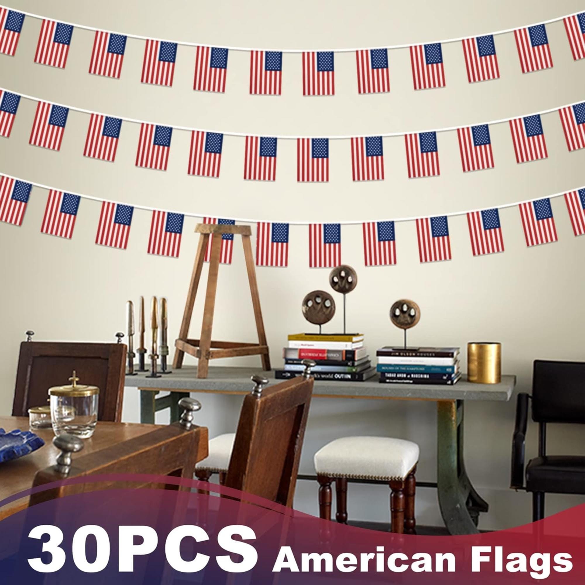 USA Patriotic Bunting Flags | Double Sided 4th of July Porch Banner, Outdoor Decor