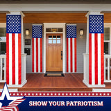 American Flag Patriotic Bunting | Embroidered Stars Wall Hanging Flag | 4th of July Porch Decor
