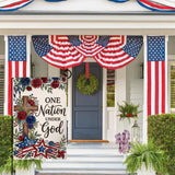 Floral Garden Flag | One Nation Under God Patriotic Yard Decor