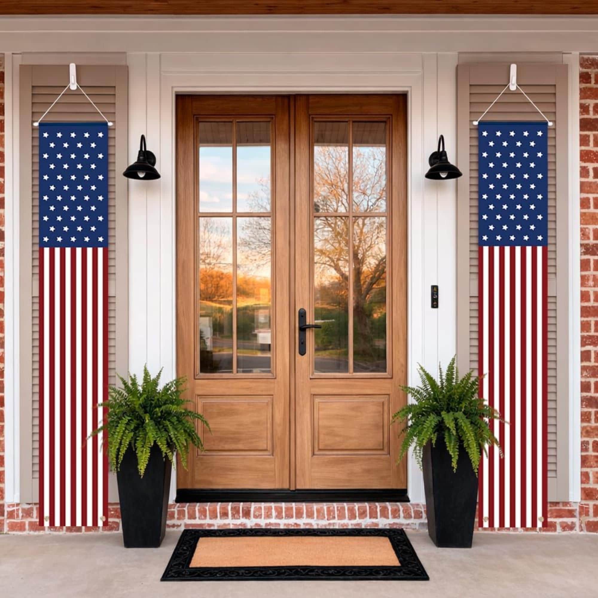 Patriotic Porch Banner Set | American Flag Hanging Decorations | 4th of July Memorial Day Decor
