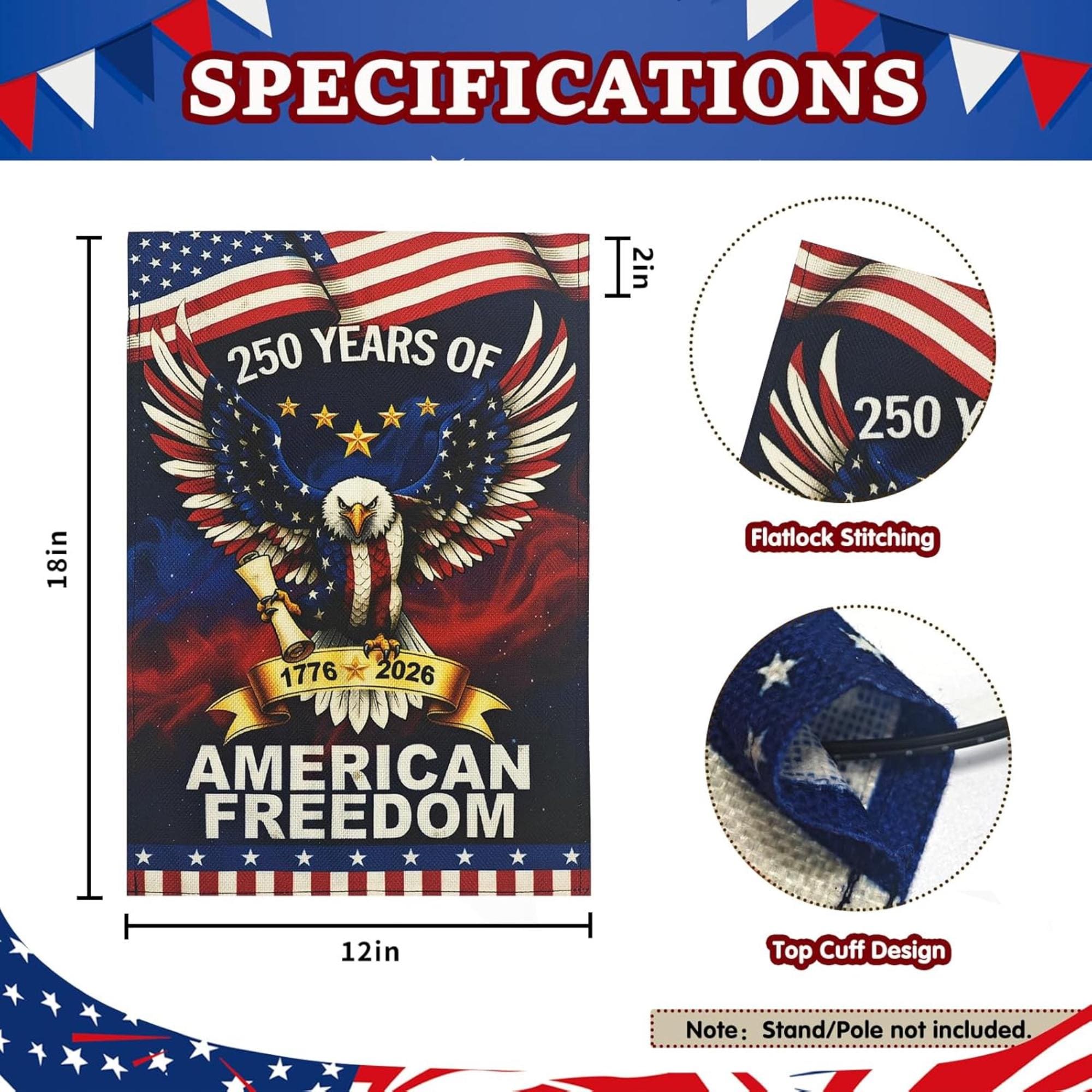 Patriotic Eagle Garden Flag | 250th Anniversary American Freedom Decor (12 x 18 inches)