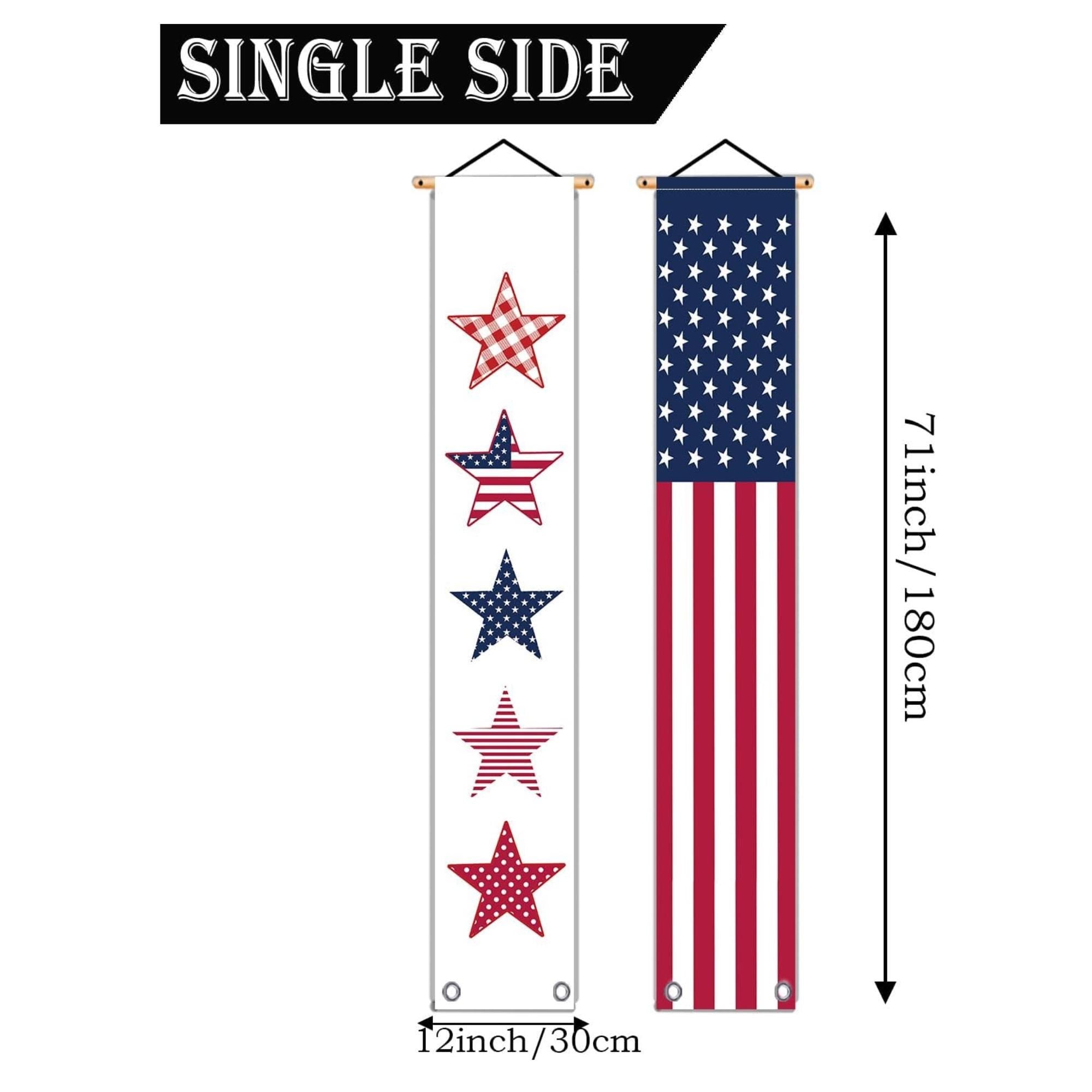 4th of July Door Banner | Stars Stripes Hanging Porch Sign | Patriotic Decor