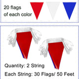 Red White Blue Pennant Banner | 60 Triangle Bunting Flags (100 Ft)