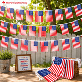 USA Flag Banner Garland | 105 Ft Patriotic Bunting for 4th of July Parties