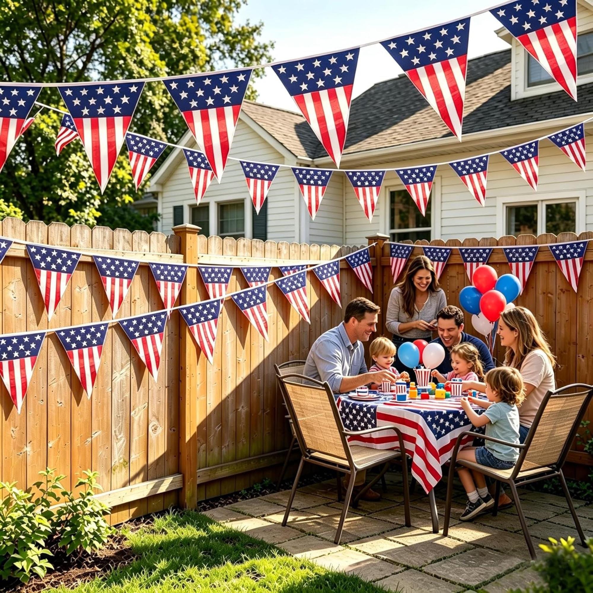 100 Ft American Flag Pennant Banner | 60 PCS Patriotic Independence Day Decor