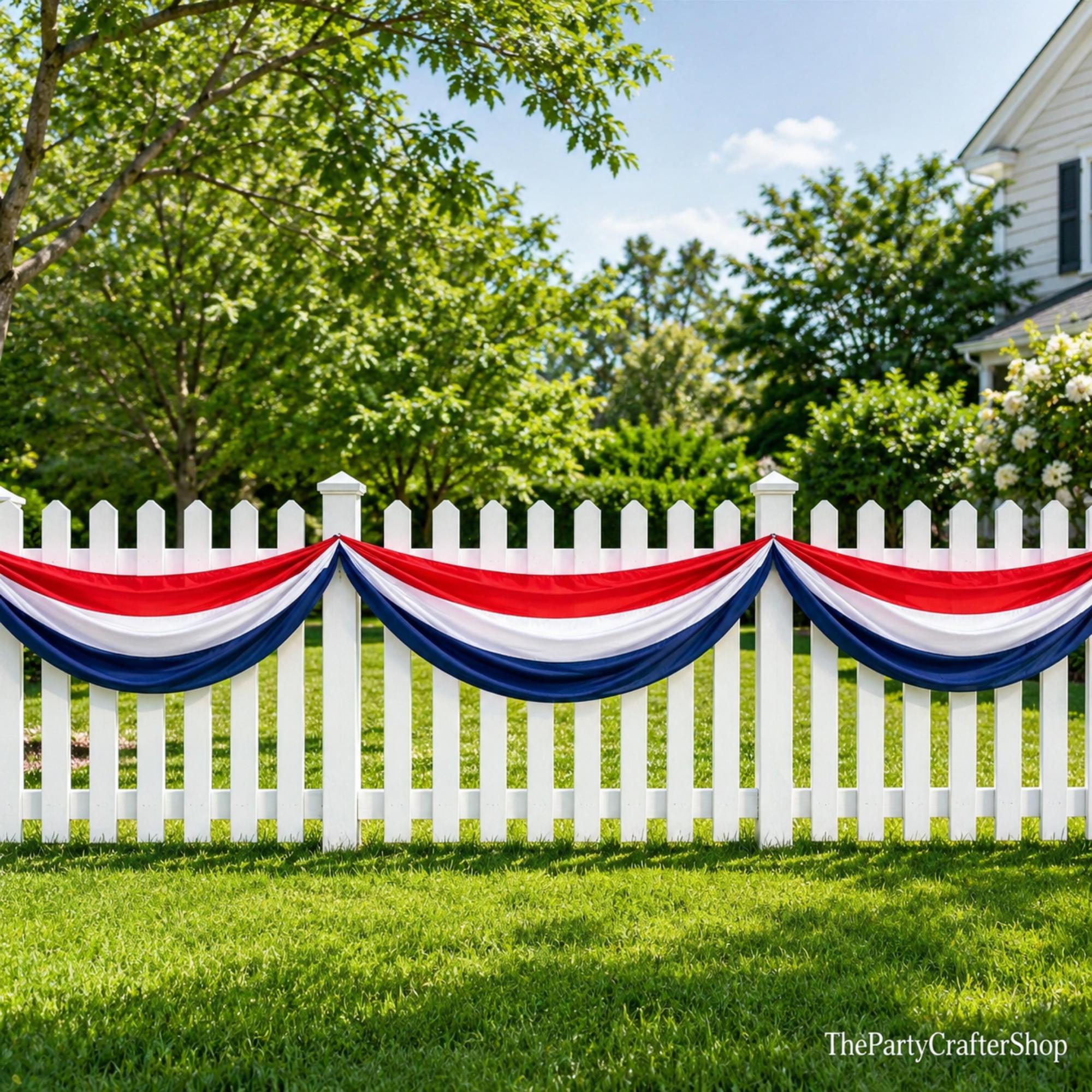 2 Pack Patriotic American Flag Bunting | Red White Blue Porch Banner (Outdoor Decor)
