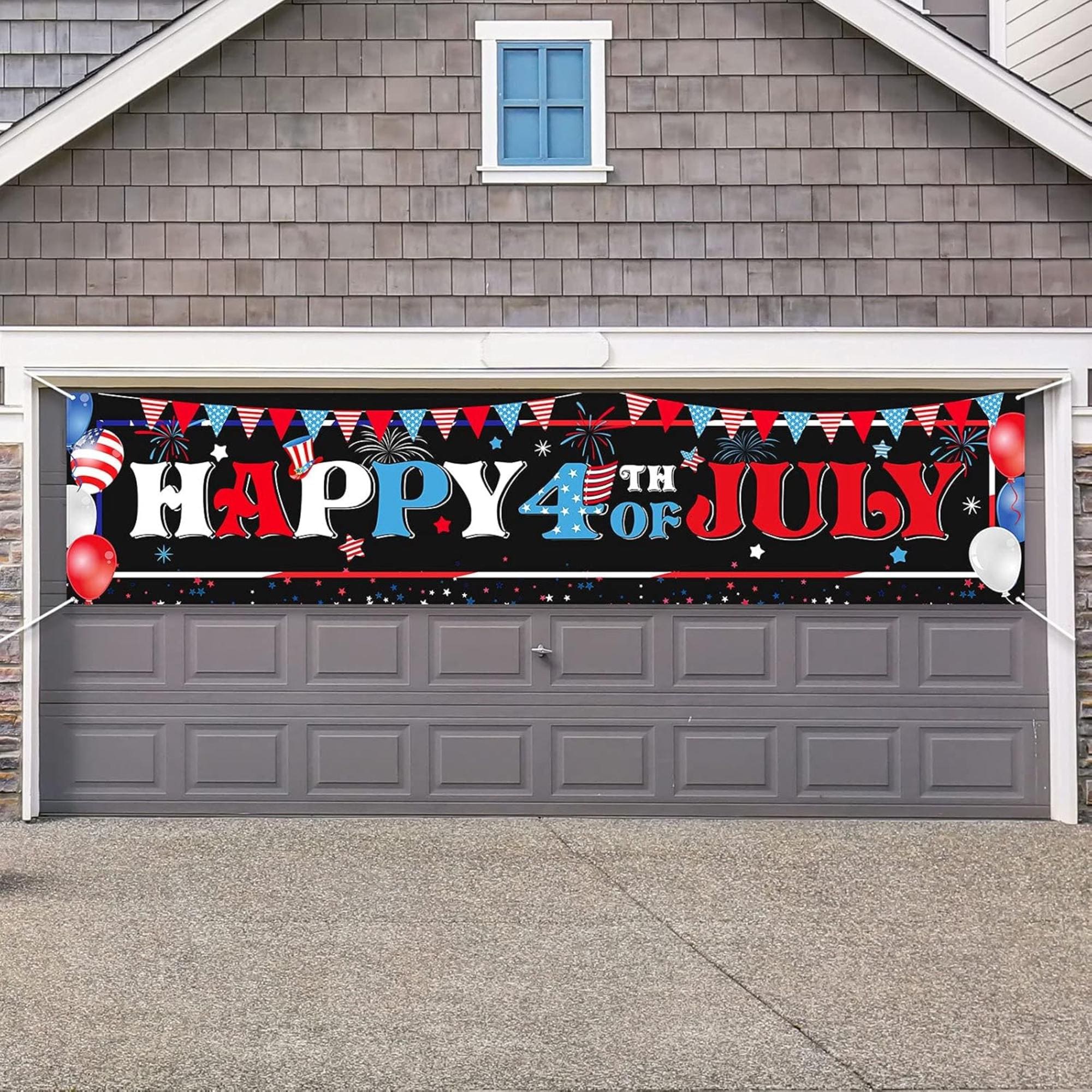 Happy 4th of July Banner | Patriotic USA Flag Porch Sign, Outdoor Decor