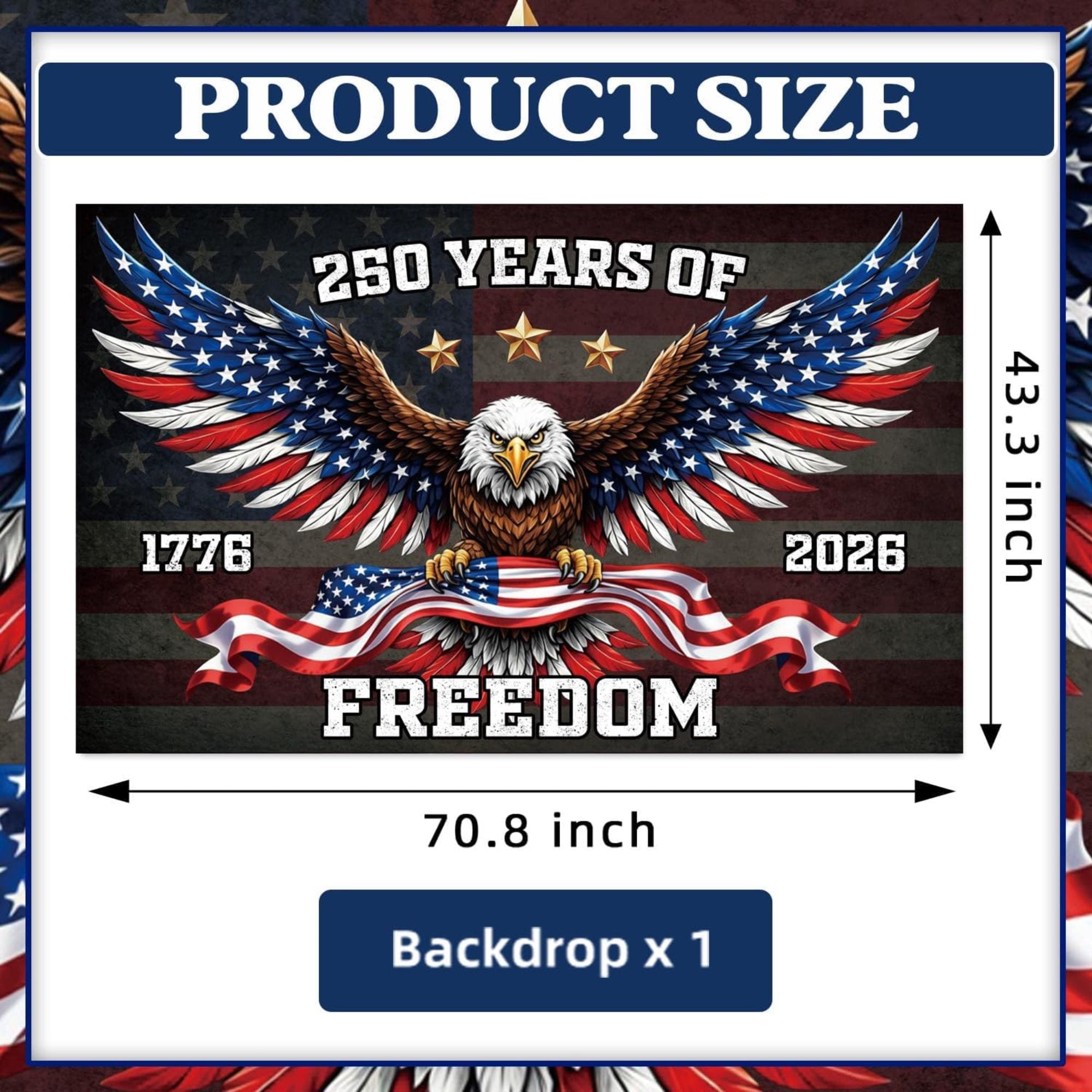 Patriotic Eagle Banner | 250th Anniversary USA Flag Backdrop, 4th July Party Decor