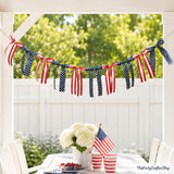 American Flag Garland | Red White Blue Stars Stripes Banner (Reusable Decor)