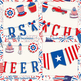 Patriotic Party Garland | "Cheers" & American Flag Banners, Red White Blue Decor