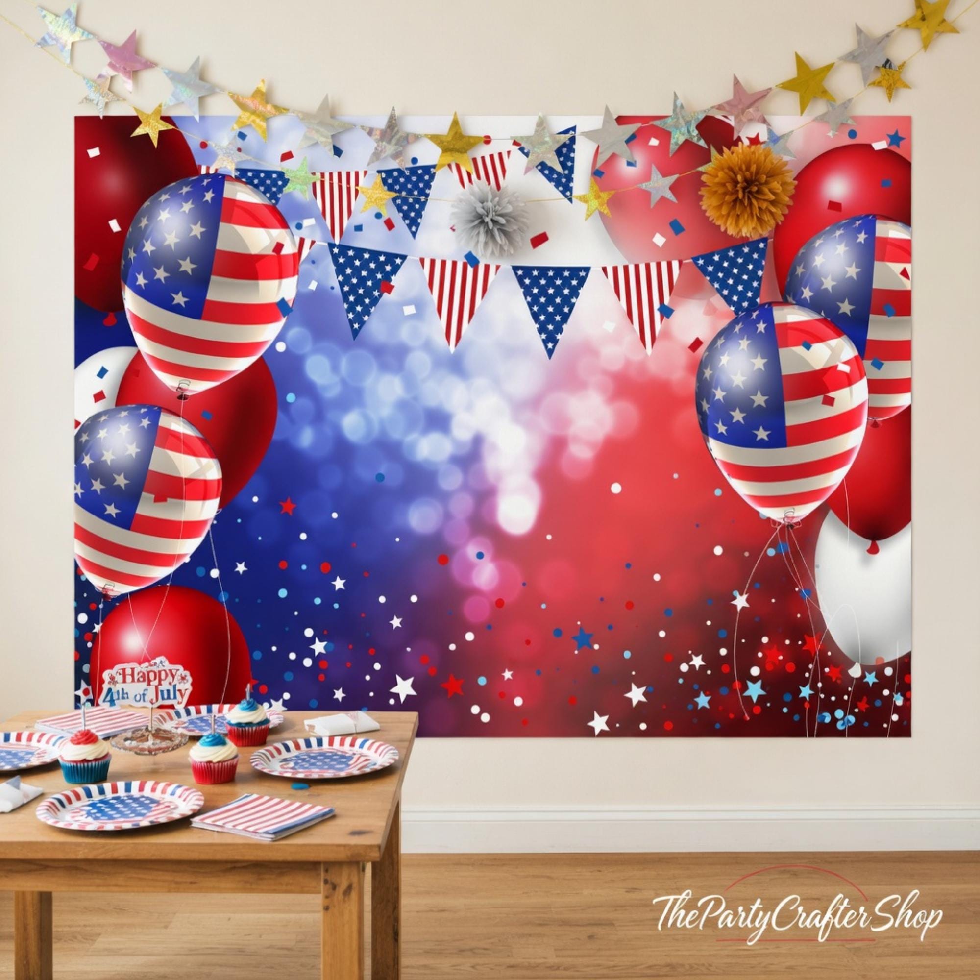 American Flag Photography Backdrop | 4th of July Patriotic Party Decor