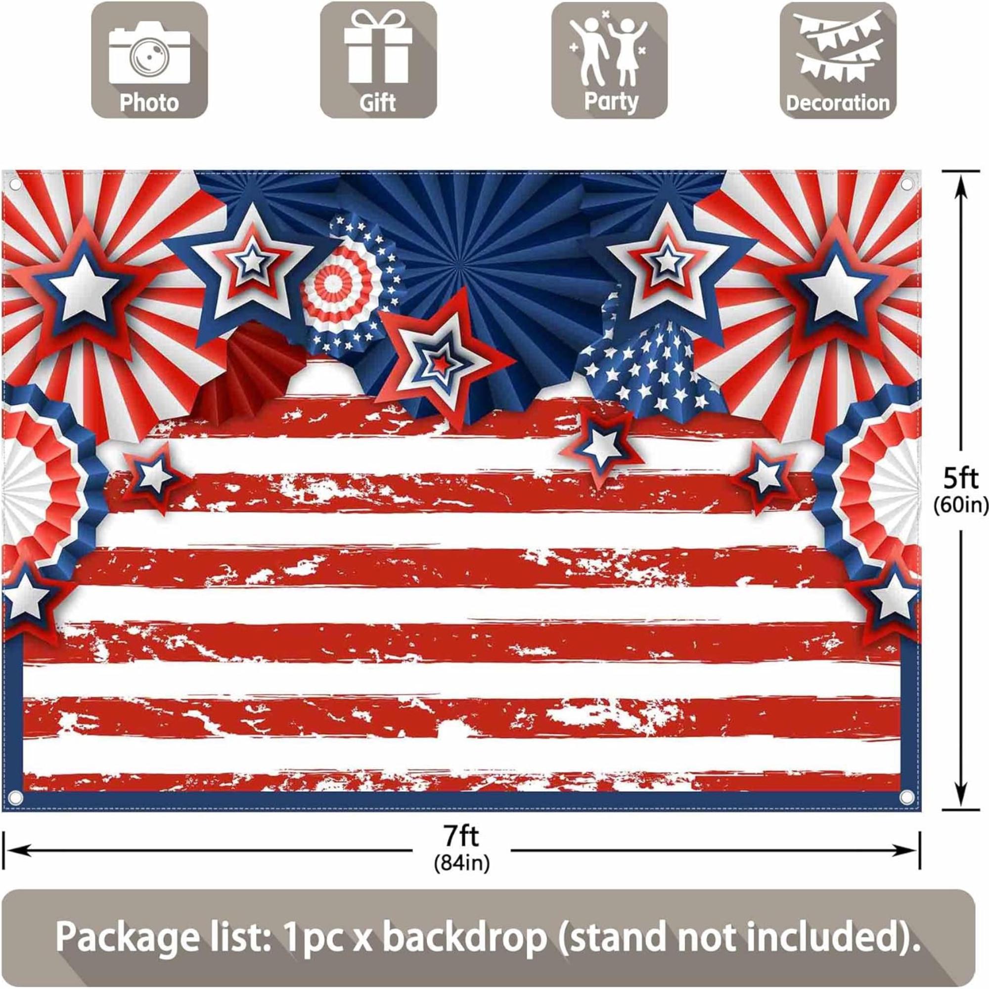 American Flag Photography Backdrop | Patriotic 4th of July Party Banner