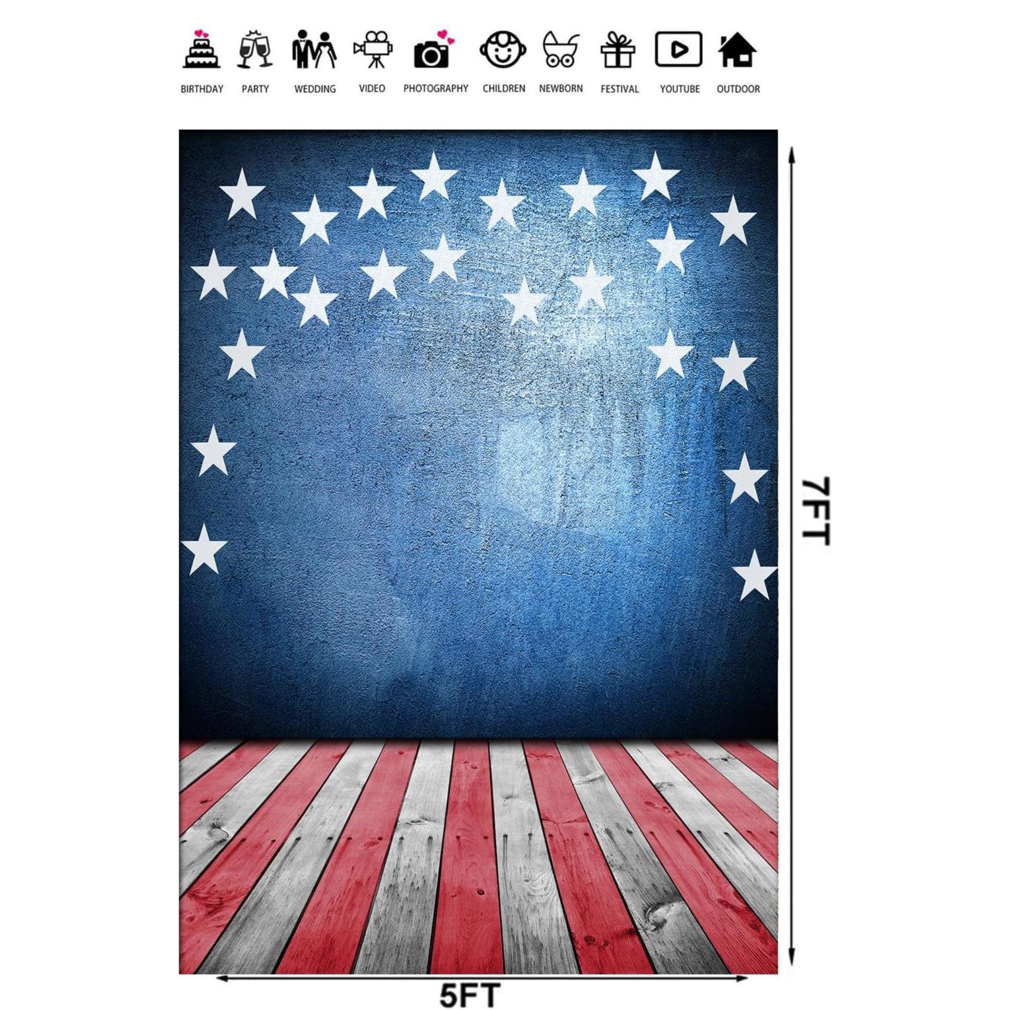 Patriotic Balloon Backdrop | 7x5 Ft American Flag Photo Booth Banner