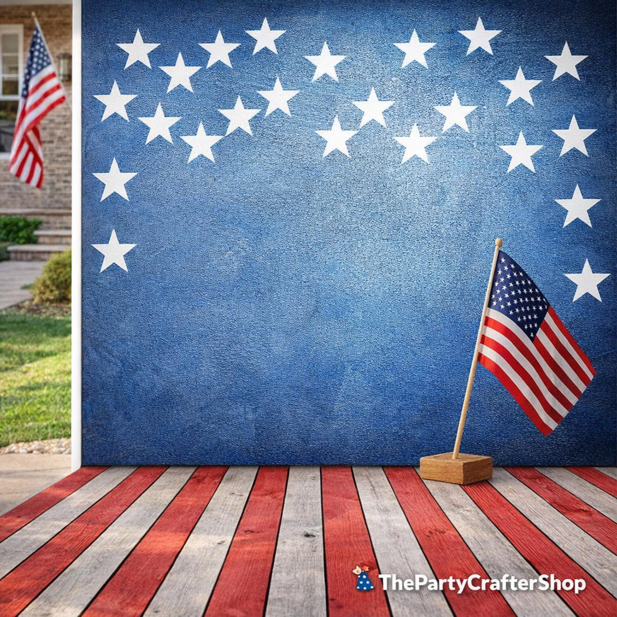 Patriotic Balloon Backdrop | 7x5 Ft American Flag Photo Booth Banner