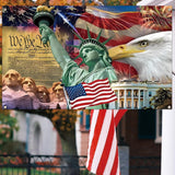 Patriotic American Flag Eagle Backdrop | Statue of Liberty, Mount Rushmore Party Decor