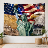 Patriotic American Flag Eagle Backdrop | Statue of Liberty, Mount Rushmore Party Decor