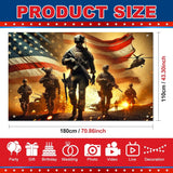 Patriotic Military Soldier Backdrop | American Flag Fireworks Banner | 4th of July Independence Day Party Decor