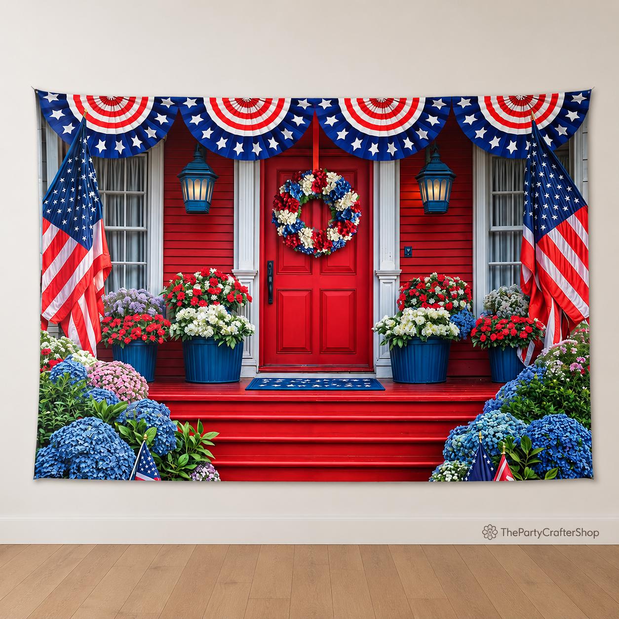 250th Anniversary Patriotic Backdrop | American Flag Stars Stripes Photo Banner (7x5 Ft)