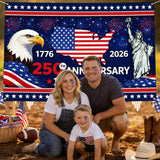 250th Anniversary American Flag Backdrop | Patriotic Eagle USA Map Photo Banner