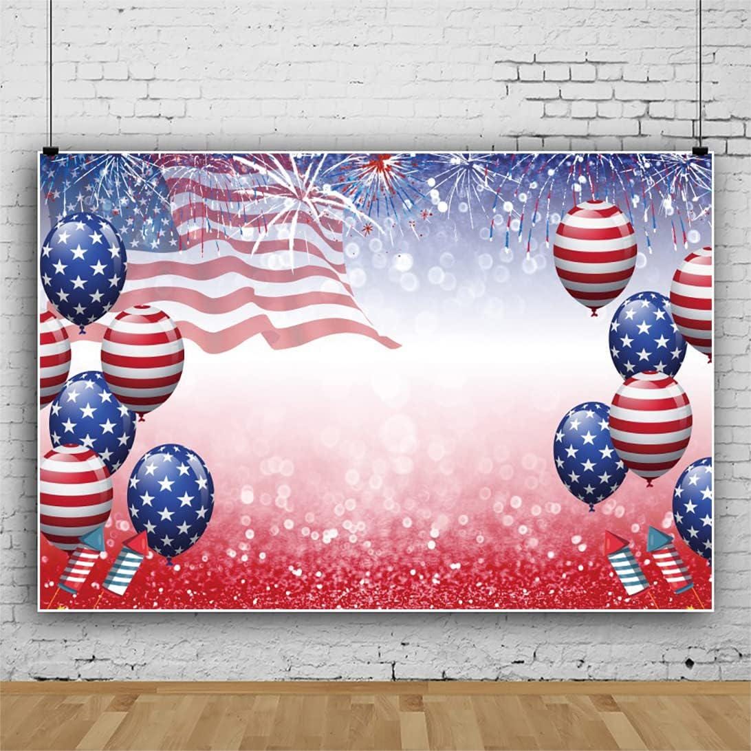 10x8 Ft Patriotic Fireworks Backdrop | American Flag 4th of July Photo Banner | Independence Day Party Decor