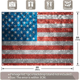8x6 Ft Glitter American Flag Backdrop | Patriotic 4th of July Party Photo Booth Banner