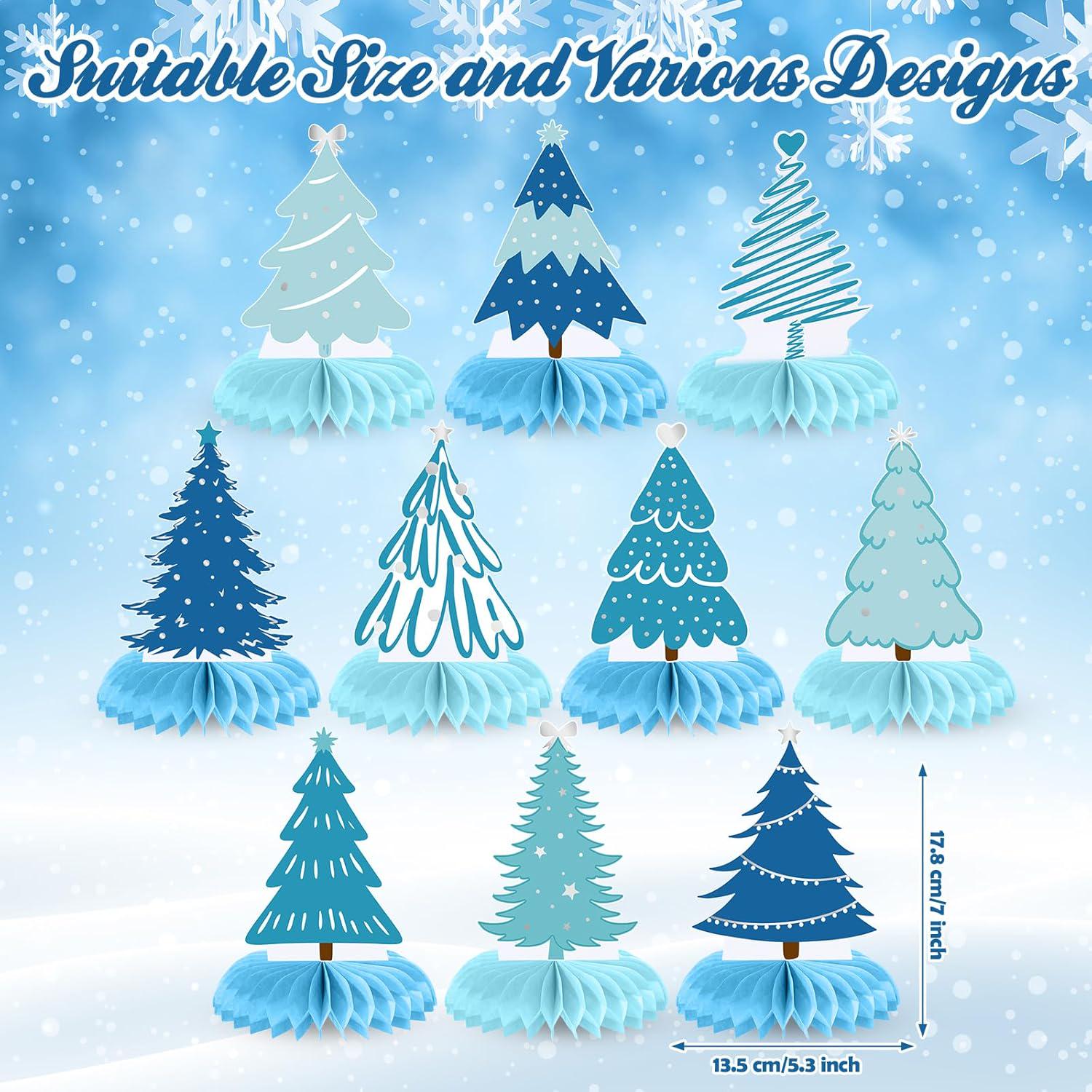 10 Pcs Christmas Tree Honeycomb Centerpieces | Winter Wonderland Table Decor