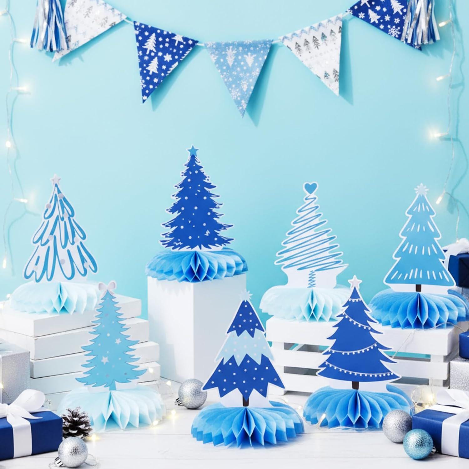 10 Pcs Christmas Tree Honeycomb Centerpieces | Winter Wonderland Table Decor
