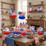 9 Pcs Patriotic USA Honeycomb Centerpieces | American Flag Eagle Table Decor