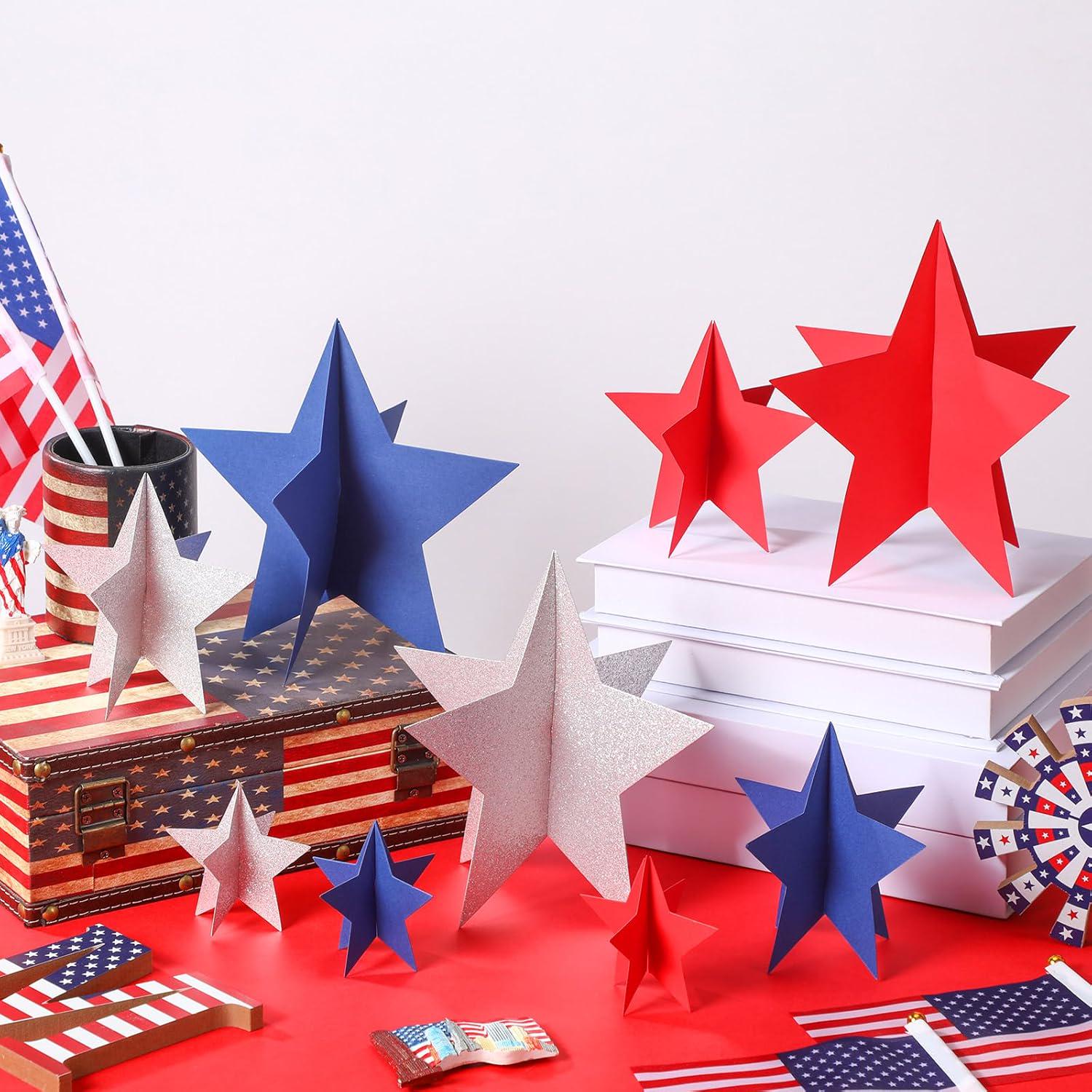 Patriotic Glitter Star Centerpieces | 4th of July Table Decor (45 Pcs)