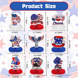 9 Pcs Patriotic Honeycomb Centerpieces | American Flag Liberty Fireworks Table Decor | 4th of July Decorations
