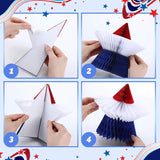 Patriotic Honeycomb Centerpieces | Red White Blue Star Table Decor (6 Pcs)