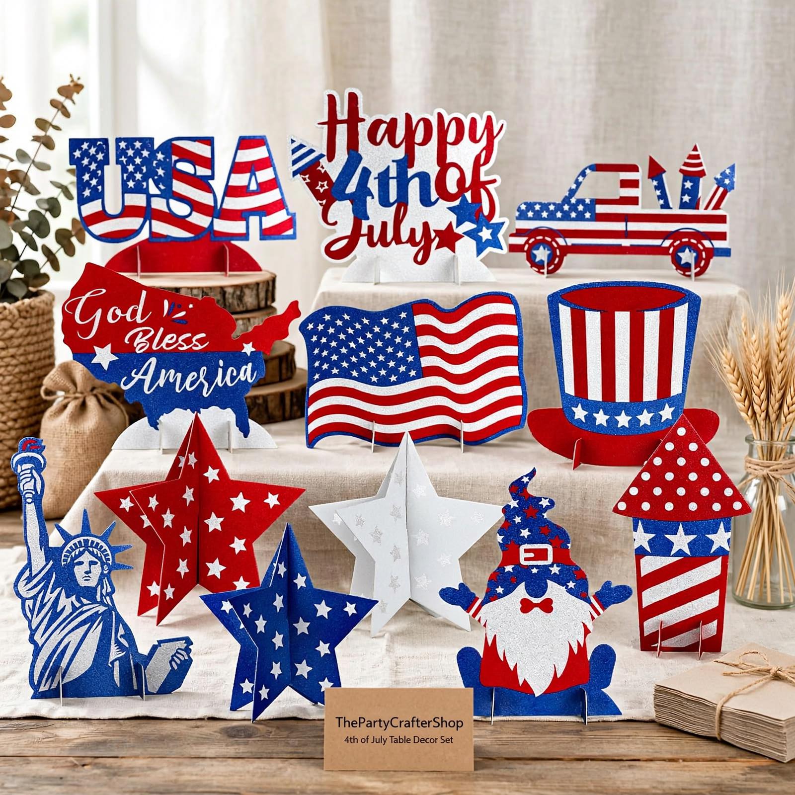 Patriotic Table Centerpieces | 4th of July American Flag Stars Decorations
