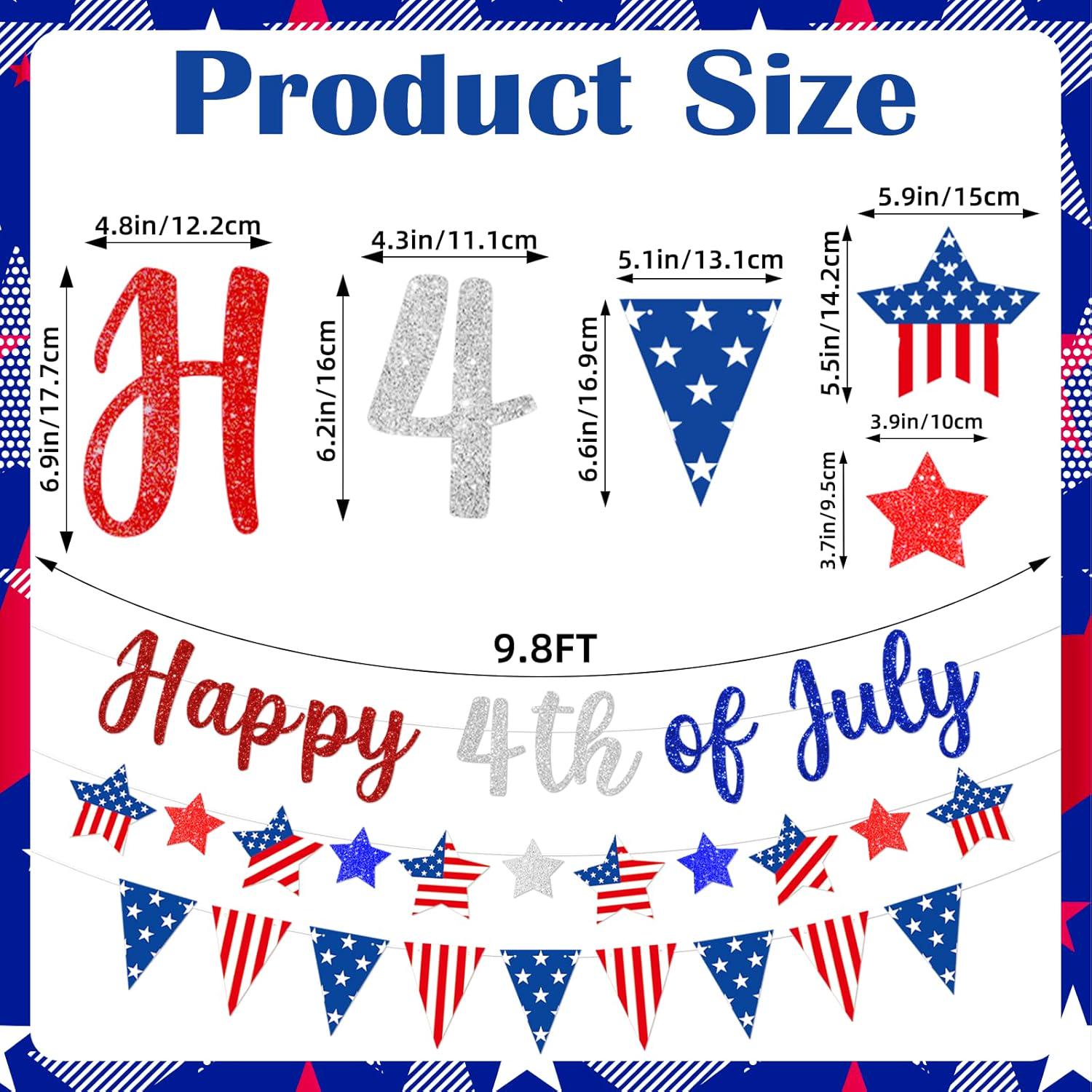 Happy 4th of July Patriotic Banner Garland Red White Blue USA Flag Party Decorations