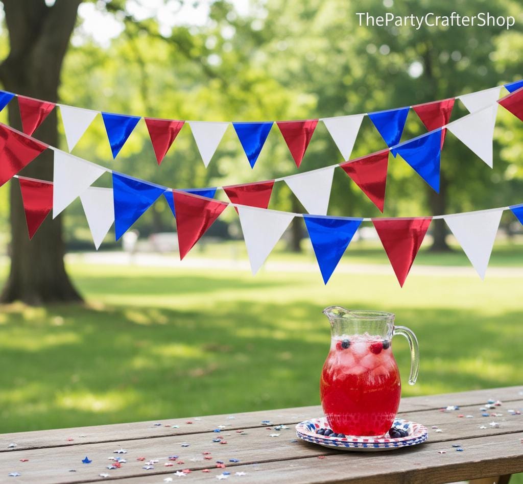 64FT Red White Blue Pennant Banner Garland Patriotic 4th of July Party Decorations