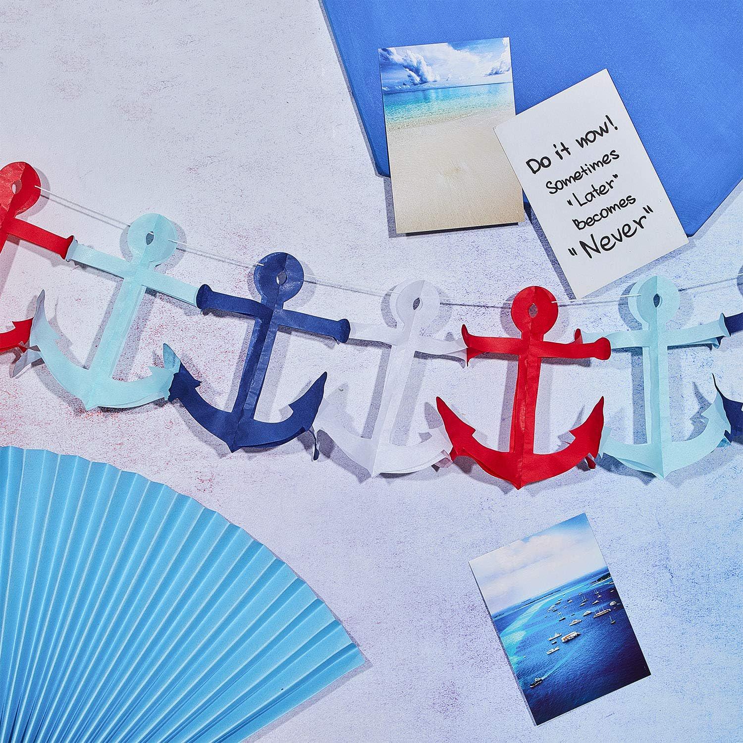 Nautical Anchor Garland: Red, White, Blue Patriotic Party Decorations