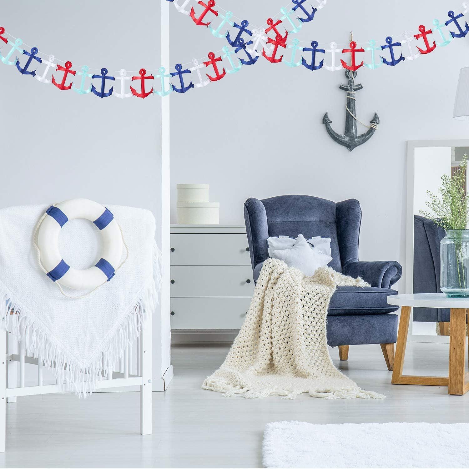 Nautical Anchor Garland: Red, White, Blue Patriotic Party Decorations