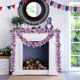 50FT Patriotic American Flag Tinsel Garland Red White Blue 4th of July Decorations
