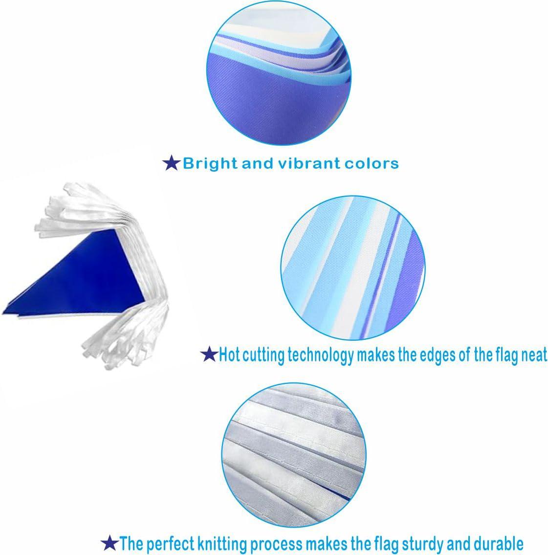 2 Pack Blue White Pennant Banner Flags 60FT Triangle Bunting Garland Party Decorations