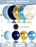 Navy Blue Gold Balloon Garland Arch Kit: Birthday, Wedding, Father's Day Party Decorations