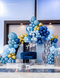Navy Blue Gold Balloon Garland Arch Kit: Birthday, Wedding, Father's Day Party Decorations