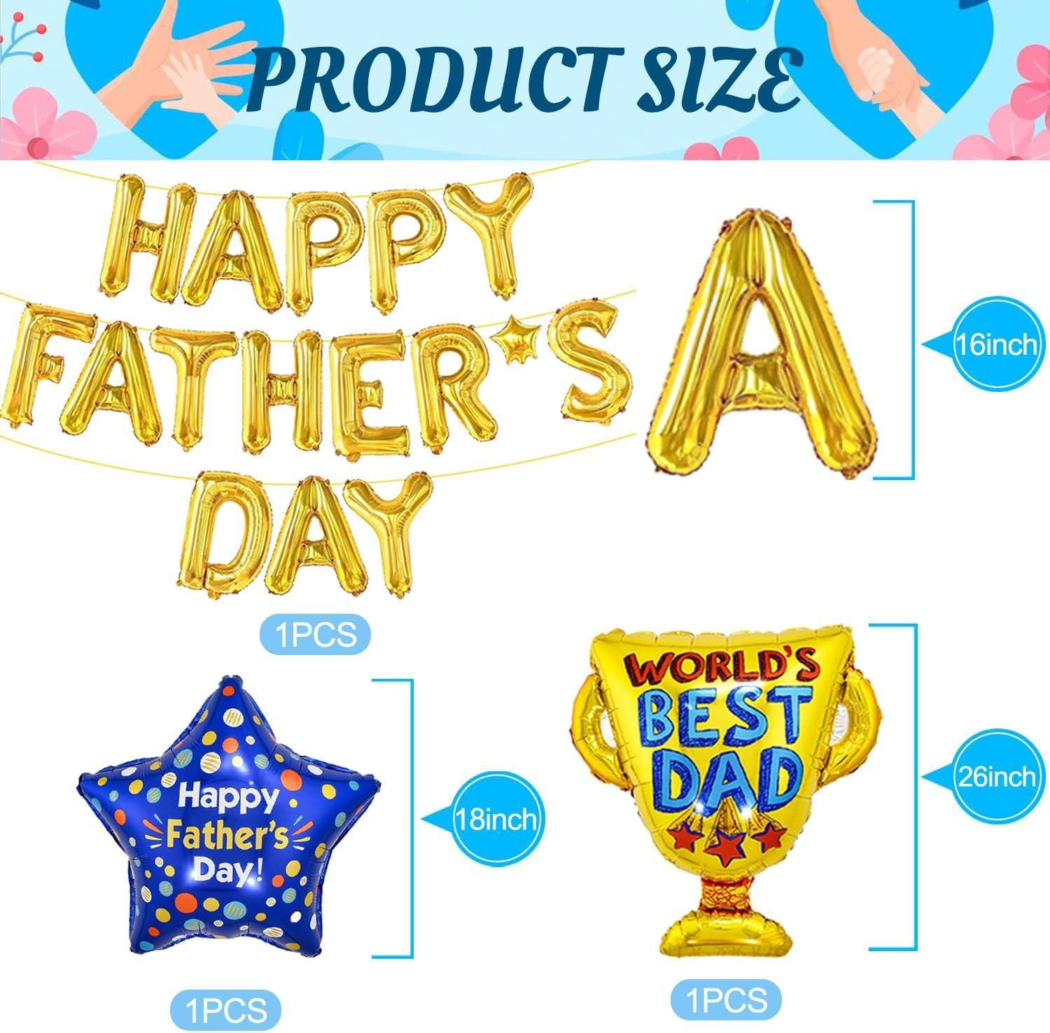 Happy Father's Day Balloon Garland Kit: Blue Foil & Latex Decorations for Dad