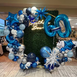 105PCS Blue White Silver Balloon Garland Arch Kit Navy Confetti Star Foil Party Decorations