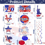 30PCS USA 250th Anniversary Hanging Swirl Decorations Patriotic 4th of July Party Supplies