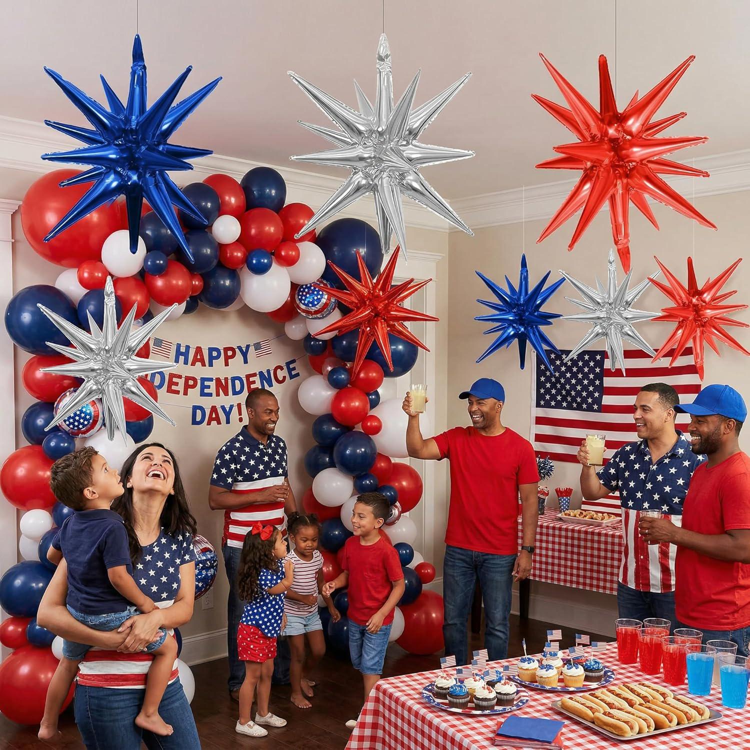 Patriotic Star Balloons: Red, White, Blue 22-Inch Set for 4th of July