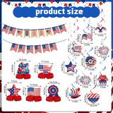 27PCS Patriotic Party Decoration Set American Flag Banner Hanging Swirls & Centerpieces