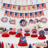 27PCS Patriotic Party Decoration Set American Flag Banner Hanging Swirls & Centerpieces