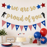 Military Going Away Party Banner We Are So Proud of You Patriotic Soldier Decorations