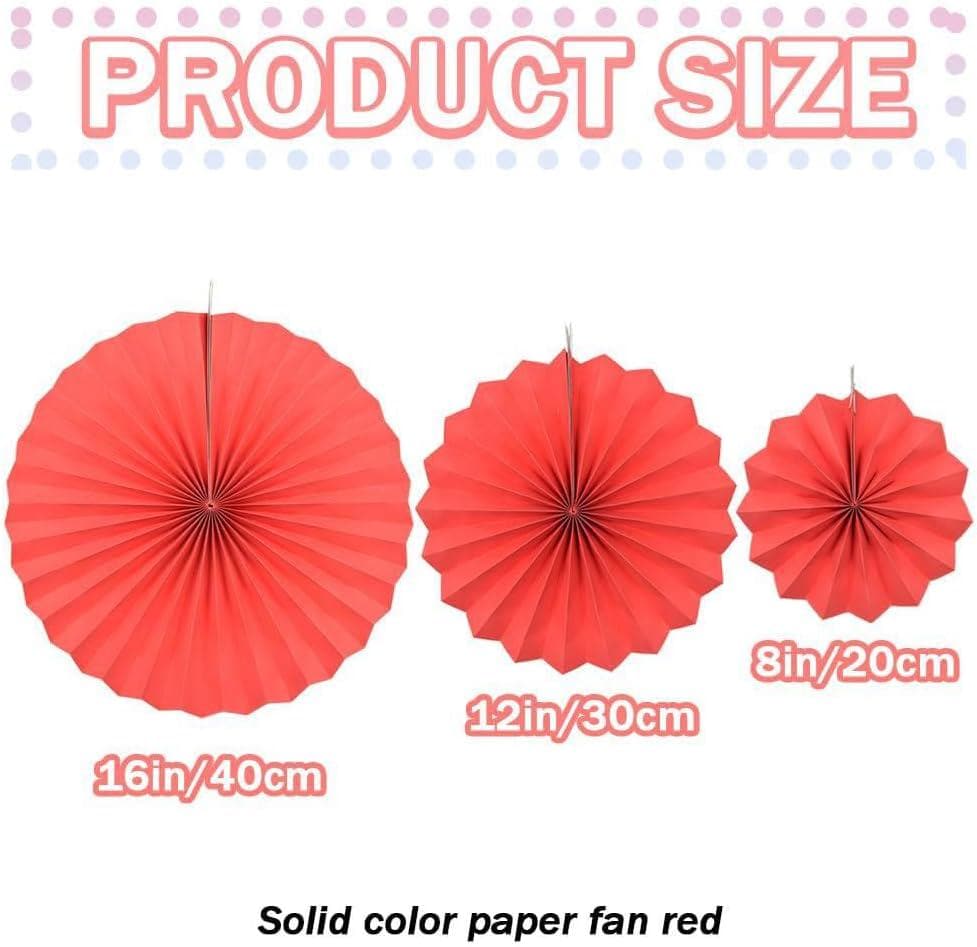 12PCS Red Blue Paper Fans: 4th of July, Graduation Party Decorations