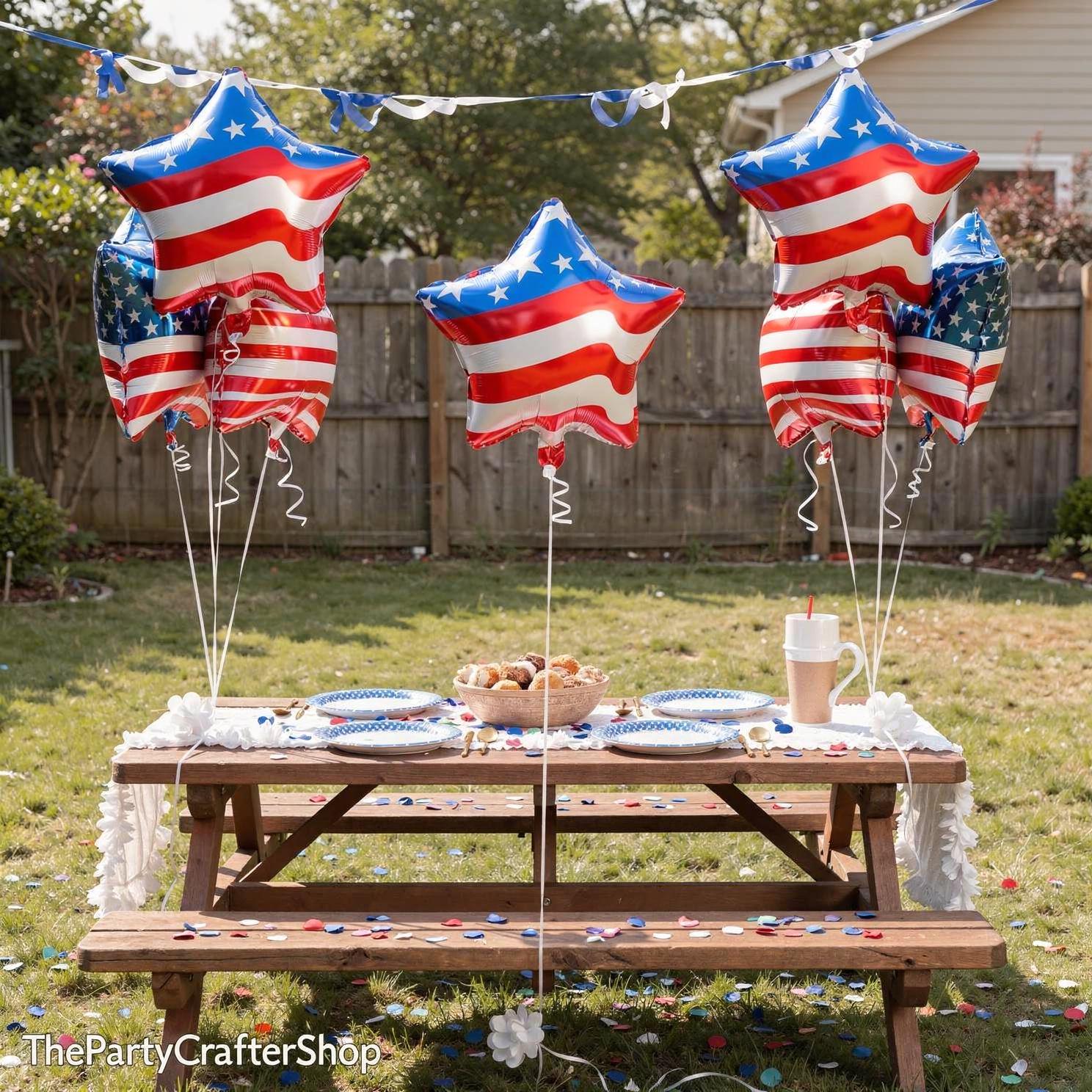 Patriotic Balloons: American Flag Stars, Red White Blue 4th of July Decor